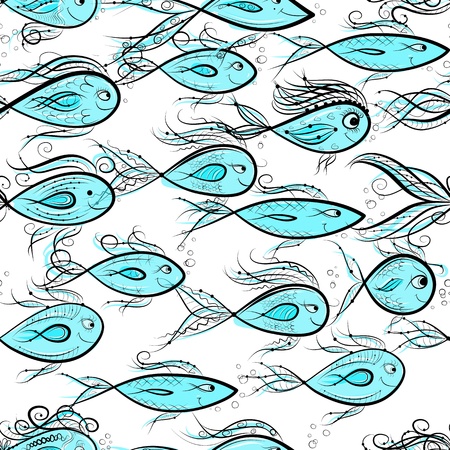 Seamless pattern with funny fishes for your designのイラスト素材