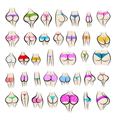 Collection of sexy female buttocks in pantiesのイラスト素材