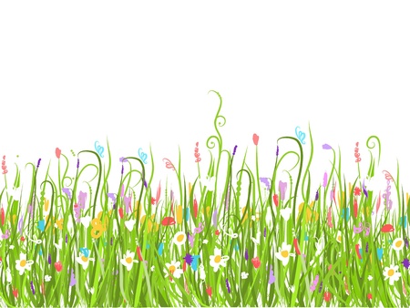 Green meadow, seamless pattern for your designのイラスト素材