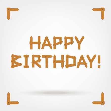Happy birthday! Text made from wooden boards for your designのイラスト素材