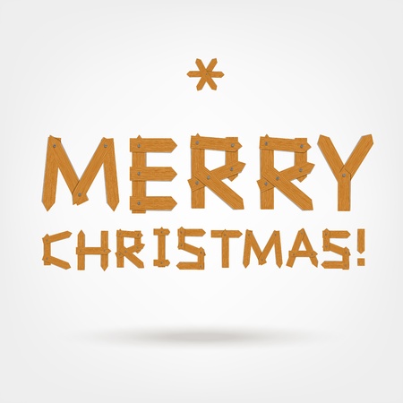 Merry Christmas! Text made from wooden boards for your designのイラスト素材