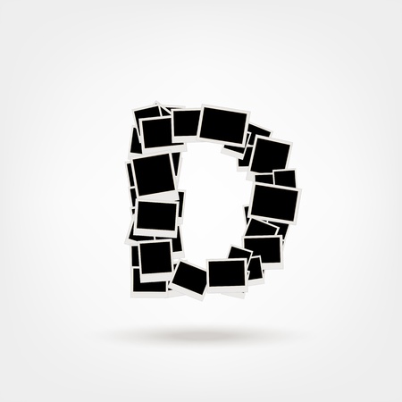 Letter D made from photo frames, insert your photosのイラスト素材