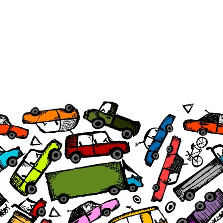 Toy cars collection, seamless pattern のイラスト素材