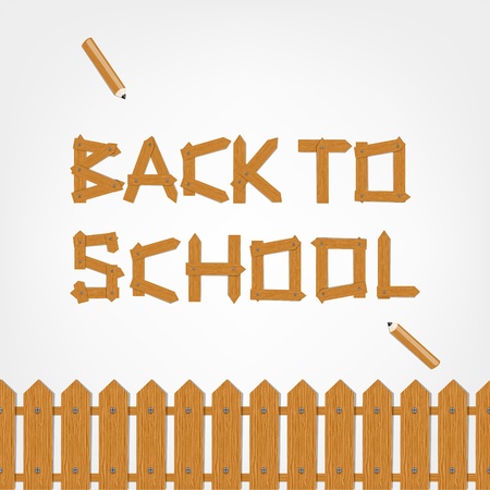 Back to school! Text made from wooden boards のイラスト素材