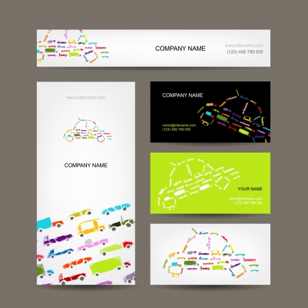 Business cards collection with cars sketch for your designのイラスト素材