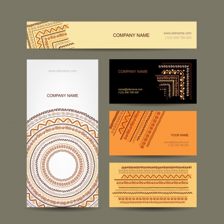 Business cards collection, ethnic ornament for your designのイラスト素材