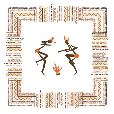 Ancient tribal people, ethnic ornament frame for your designのイラスト素材
