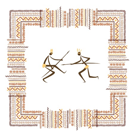 Ancient tribal people, ethnic ornament frame for your designのイラスト素材