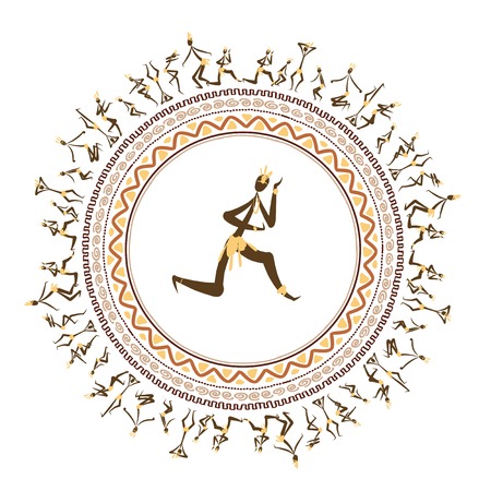 Ancient tribal people, ethnic ornament frame  のイラスト素材