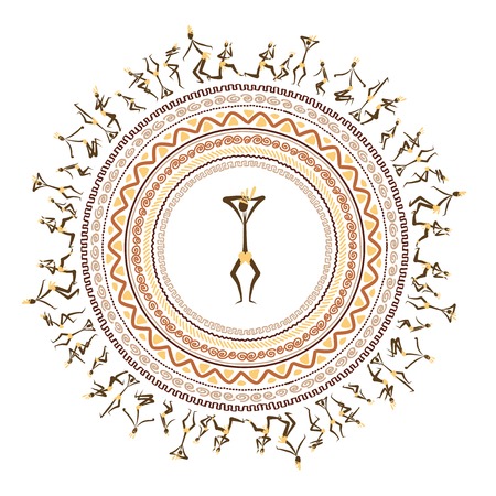 Ancient tribal people, ethnic ornament frame  のイラスト素材