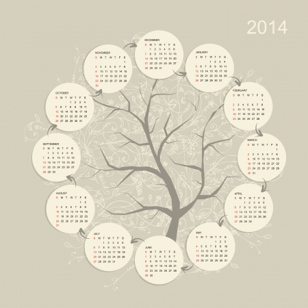 Calendar grid 2014 for your designのイラスト素材