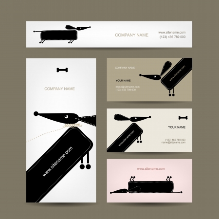 Business cards design with funny dogsのイラスト素材