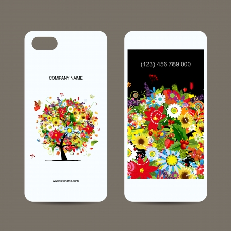 Mobile phone cover back and screen, floral tree for your designのイラスト素材