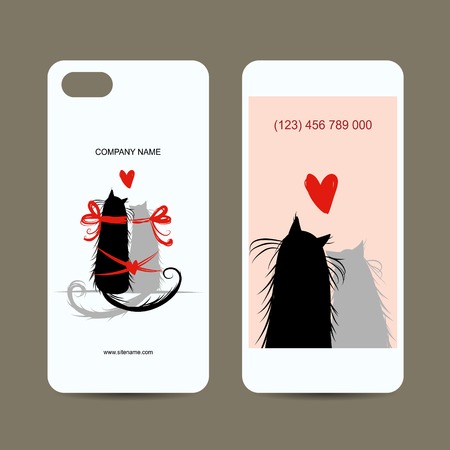 Mobile phone cover back and screen, love cats for your designのイラスト素材