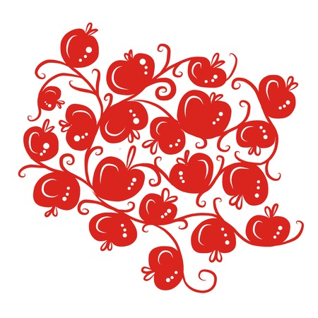 Floral ornamnet with red apples for your designのイラスト素材