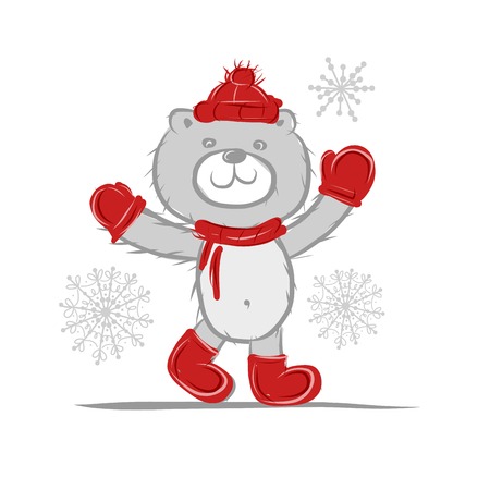 Funny santa bear for your designのイラスト素材