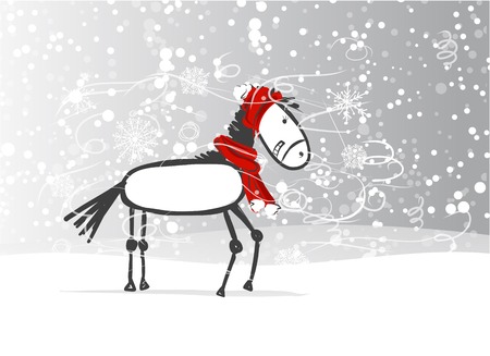 Santa horse sketch for your design. Symbol of 2014 yearのイラスト素材