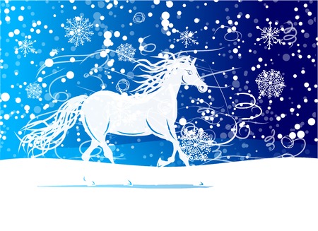 White horse sketch for your design. Symbol of 2014 yearのイラスト素材