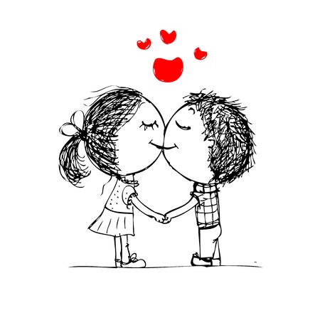 Couple kissing, valentine sketch for your design Couple kissing, valentine sketch for your design