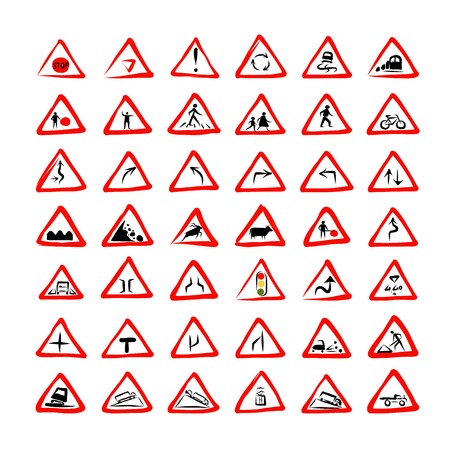 Set of 42 traffic signsのイラスト素材