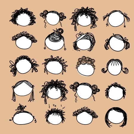 Set of female hairstyles for your designのイラスト素材