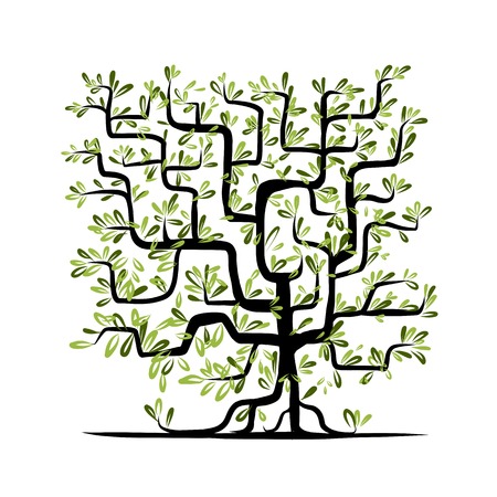 Green tree square shape for your designのイラスト素材