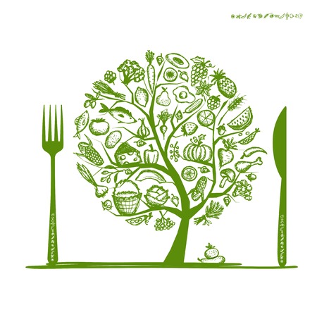 Healthy food concept, sketch for your designのイラスト素材