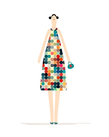 Beautiful woman in colorful dress for your designのイラスト素材