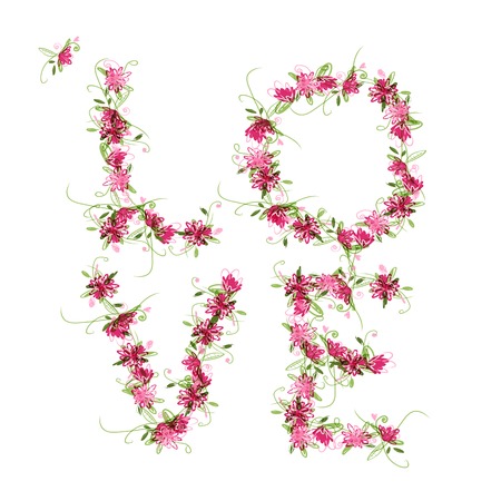 Floral love, word made from flowers for your designのイラスト素材