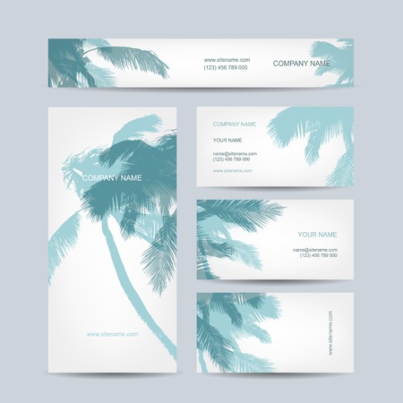Set of business cards design, palm treeのイラスト素材