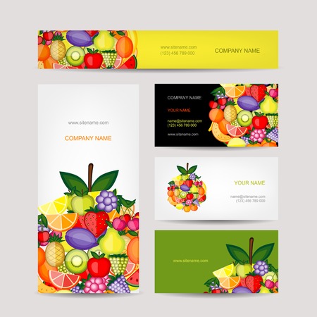 Business cards design, fruit backgroundのイラスト素材