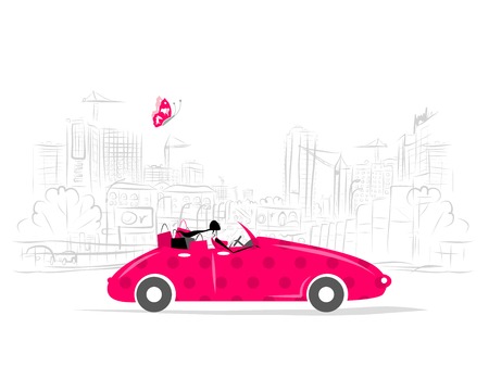 Woman driving car for your designのイラスト素材