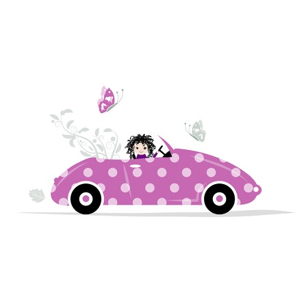 Woman driving car for your designのイラスト素材
