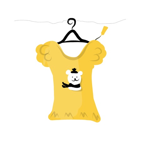 Top on hangers with funny bear designのイラスト素材