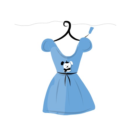Dress on hangers with funny bear designのイラスト素材