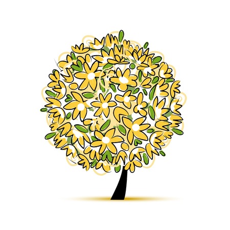 Art floral tree yellow for your designのイラスト素材