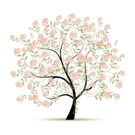 Spring tree with roses for your designのイラスト素材