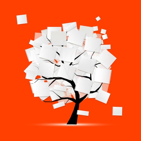 Art tree with papers for your textのイラスト素材