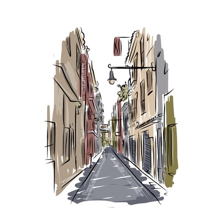 Sketch of old spanish street for your designのイラスト素材