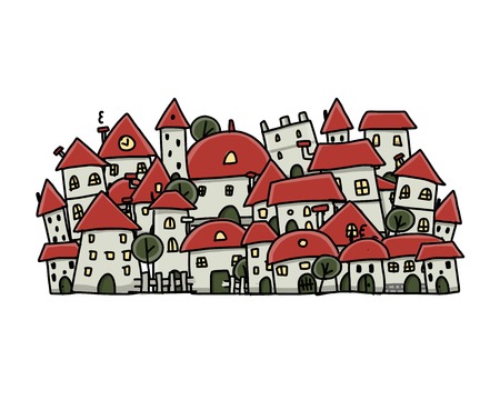 City sketch, background for your design. Vector illustrationのイラスト素材