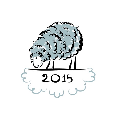 Sheep sketch, symbol of new year 2015. Vector illustrationのイラスト素材