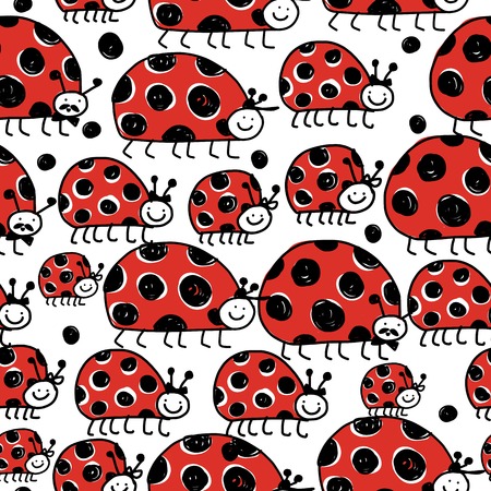 Ladybird family, seamless pattern for your designのイラスト素材