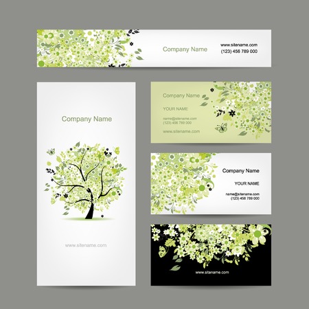 Business cards design, spring tree floral のイラスト素材