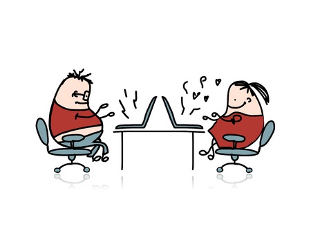 Peoples working at office cartoonのイラスト素材