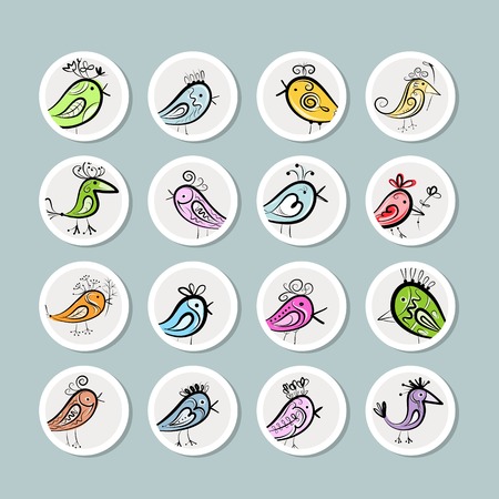 Funny birds collection for your designのイラスト素材