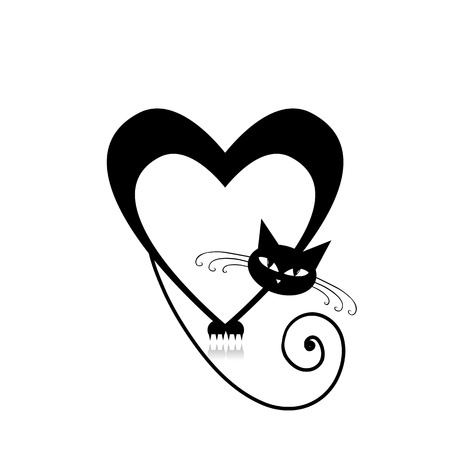 Love cat silhouette for your designのイラスト素材