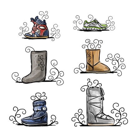 Season shoes collection, sketch for your designのイラスト素材