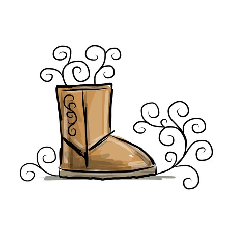 Winter boots ugg, sketch for your designのイラスト素材