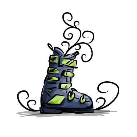Ski boots, sketch for your designのイラスト素材