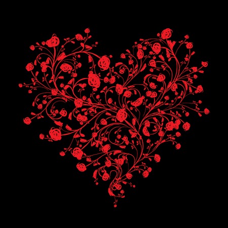 Floral love bouquet for your design, heart shapeのイラスト素材